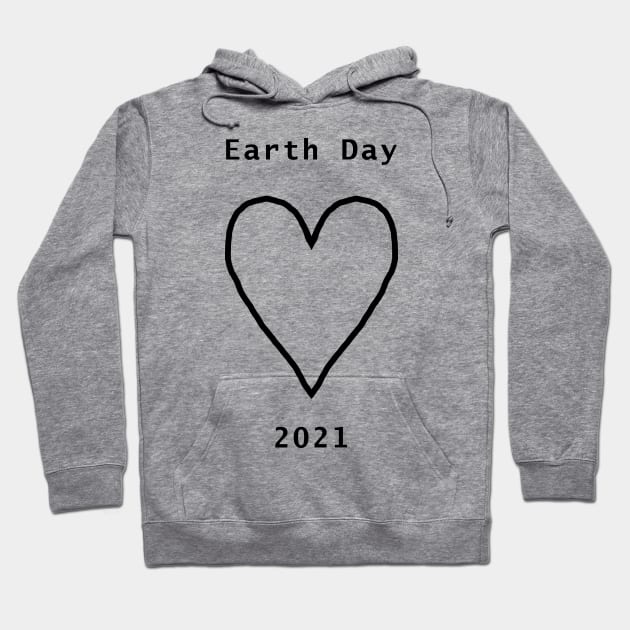 Black Line Heart for Earth Day 2021 Hoodie by ellenhenryart